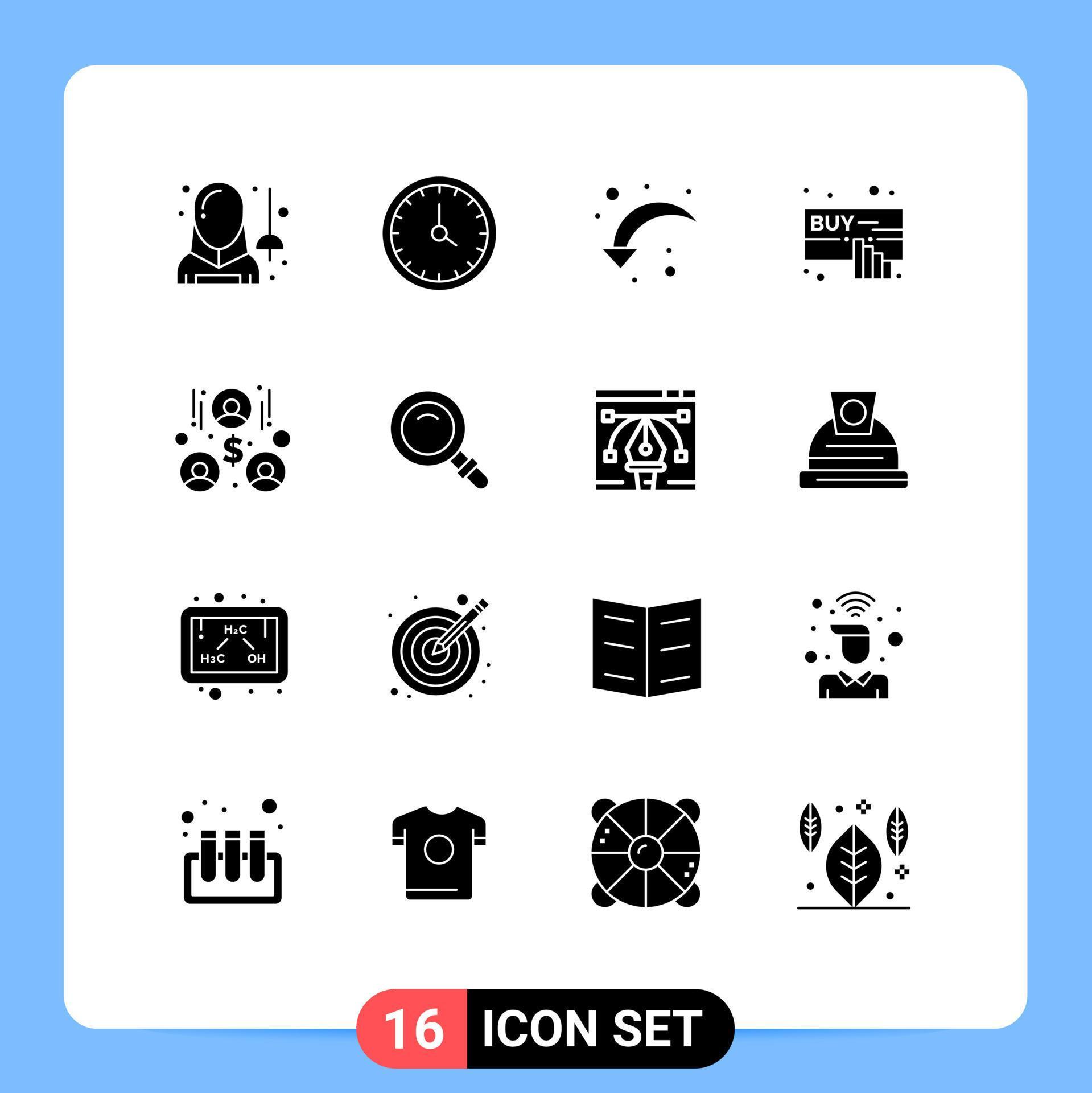 16 Universal Solid Glyphs Set for Web and Mobile Applications online click contact us buy right arrow Editable Vector Design Elements Stock Free