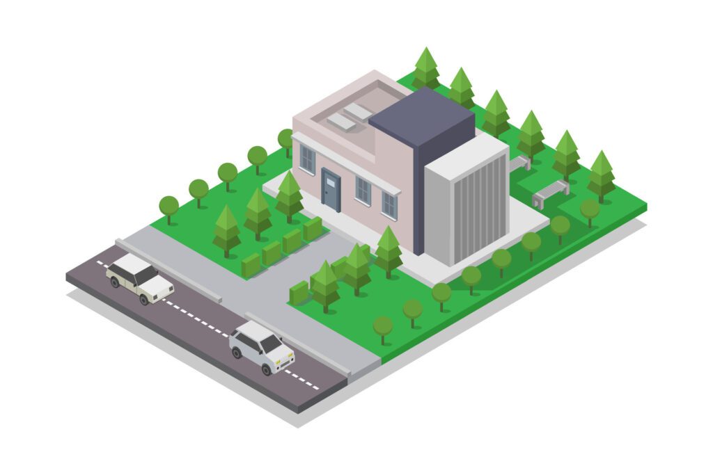 Modern house isometric on white background Free Vector