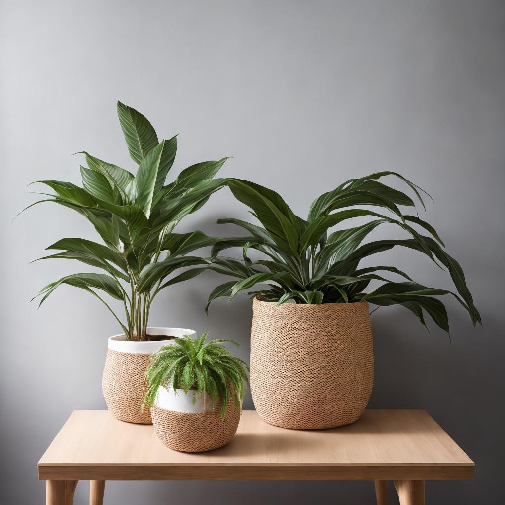 Potted plant in rattan by @ai_generated