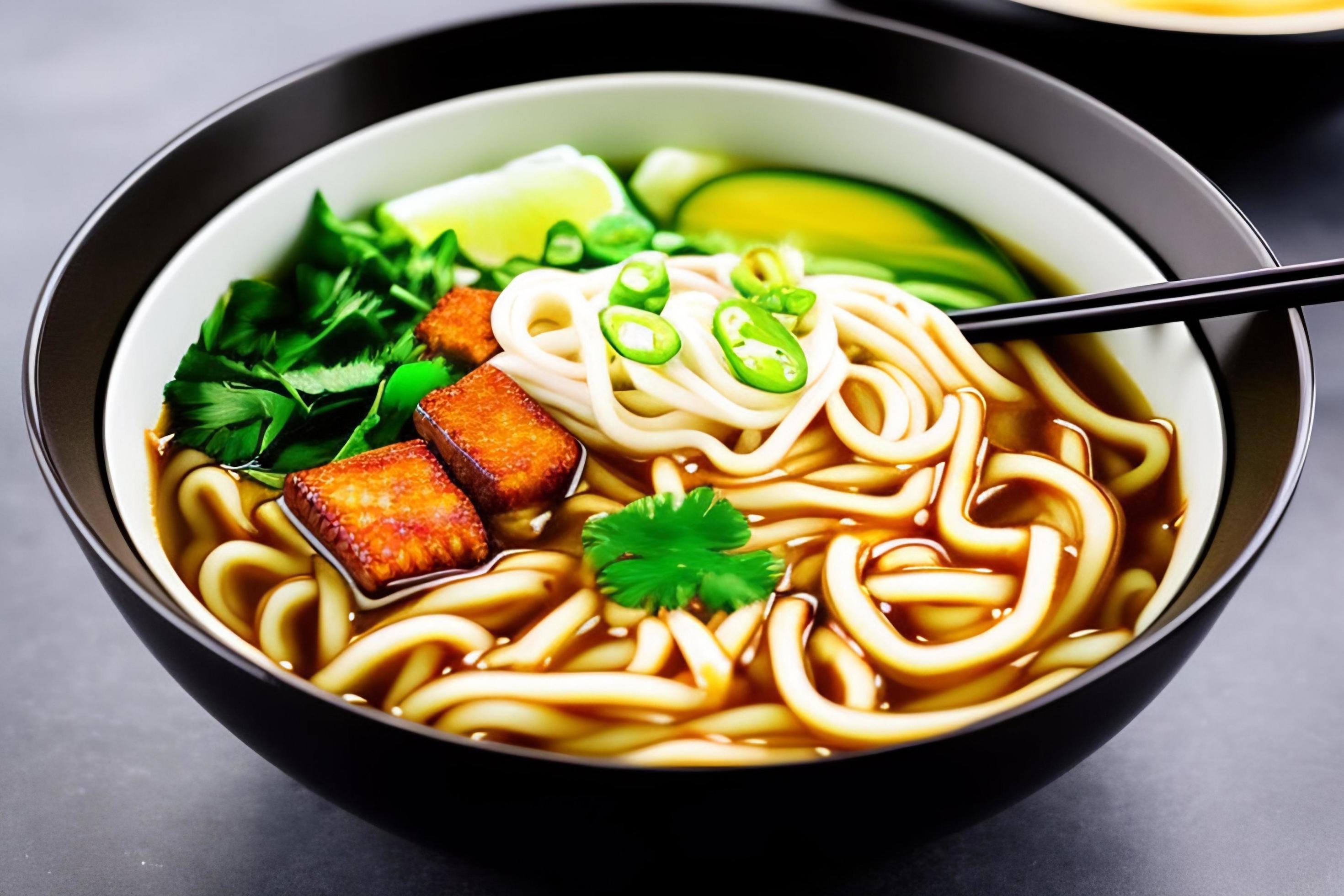 Delicious noodles. Fast food meal with appetizing pasta and chopsticks. Stock Free