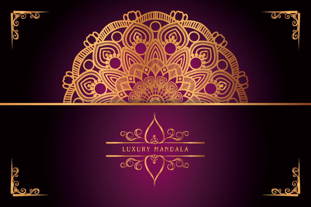 golden mandala design with gradients background Free Vector