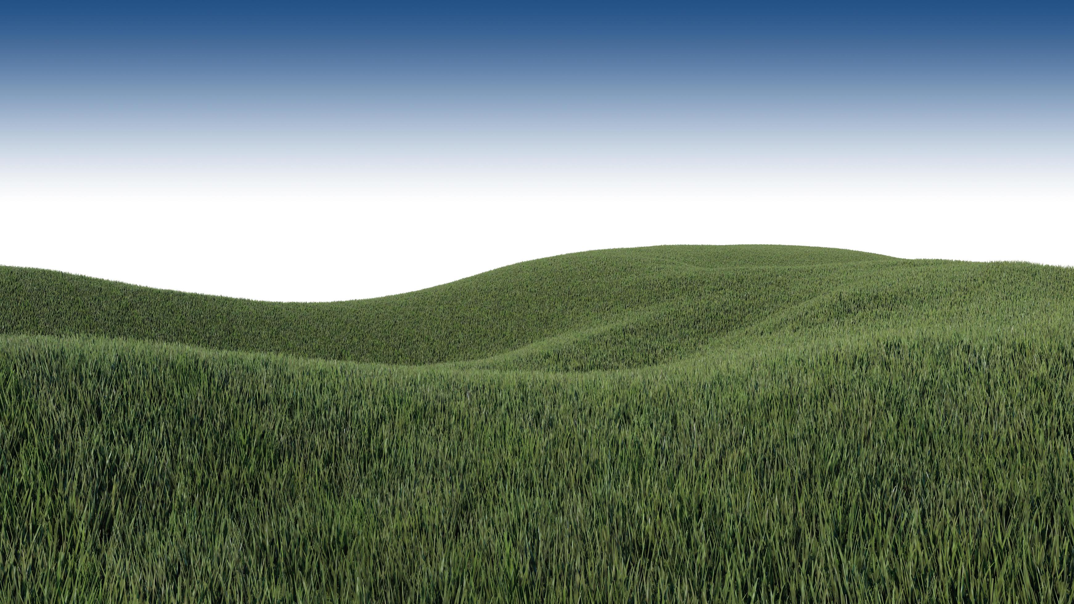 A 3d rendering image of grassed hill nature scenery Stock Free