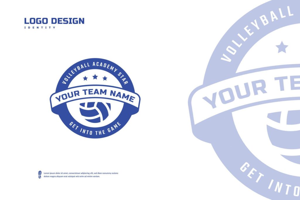 Volleyball Badge Logo, Sport Team Identity. Volleyball tournament design template, E-Sport badge vector illustration Stock Free