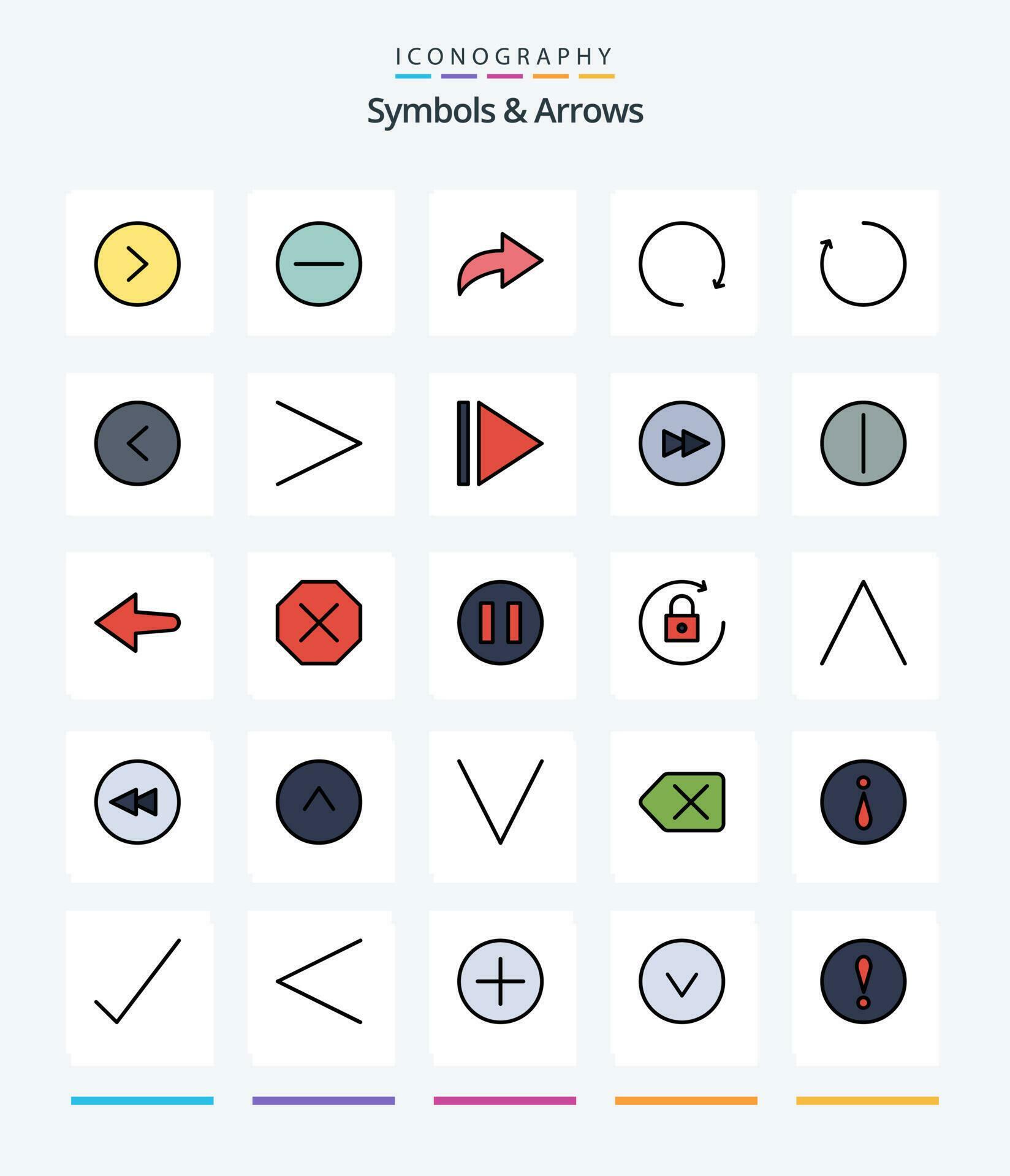 Creative Symbols Arrows 25 Line FIlled icon pack Such As play. next. arrow. arrow. circle Stock Free