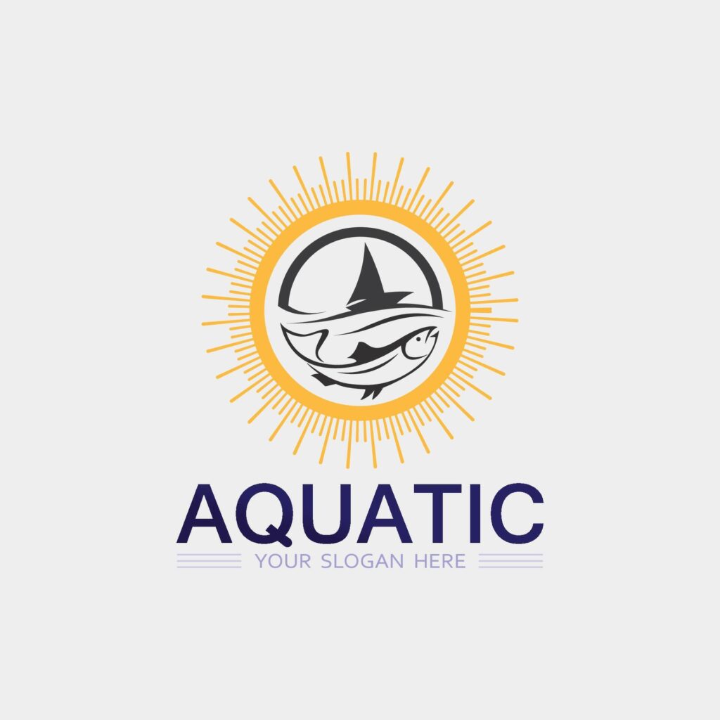 Fish abstract icon design logo template,Creative symbol of fishing club or online Stock Free