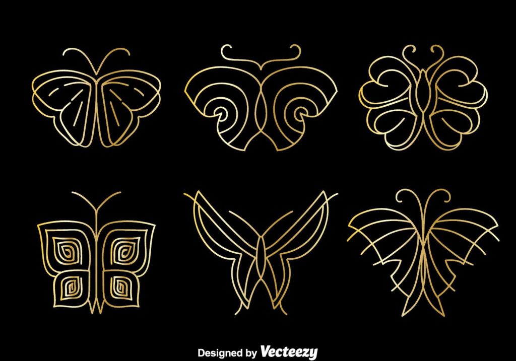 Golden Butterfly Logo Vector Set Stock Free and Free SVG