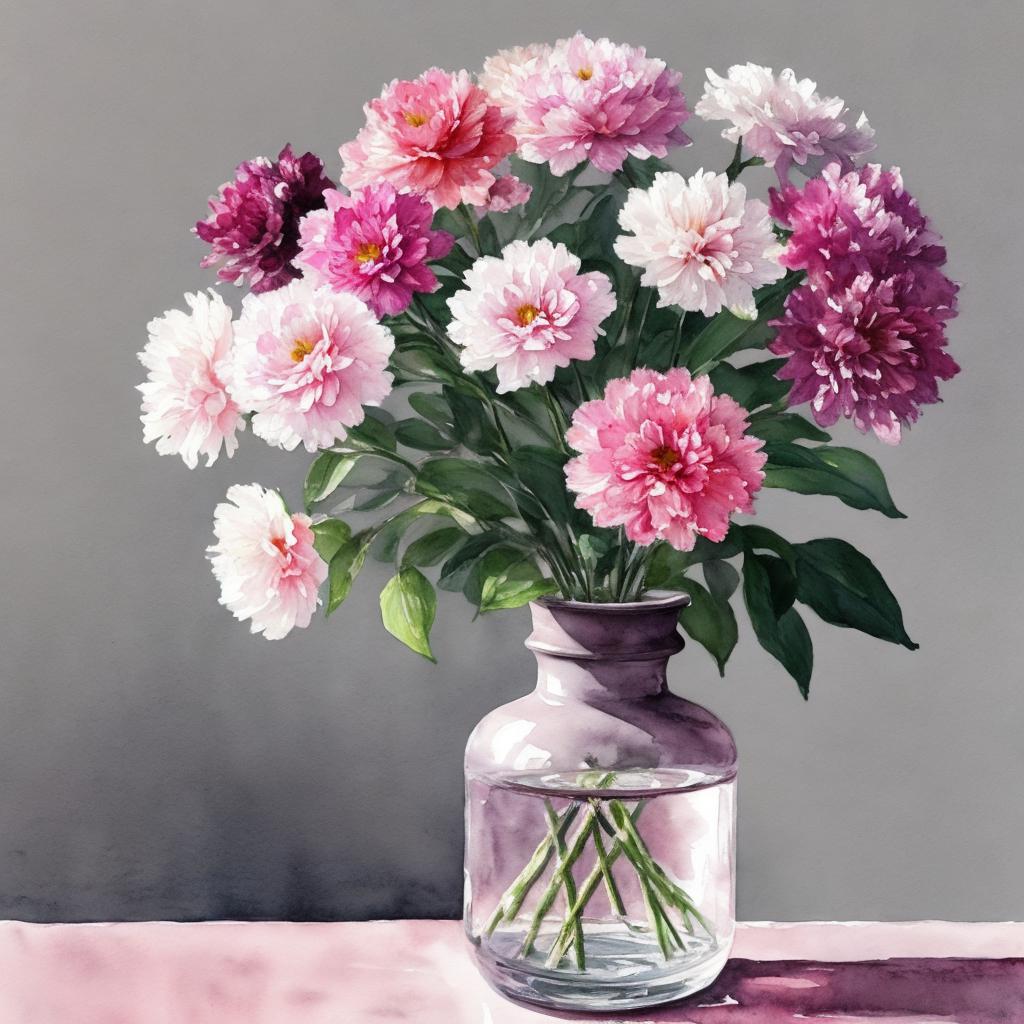 Flowers pink in vase by @ai_generated