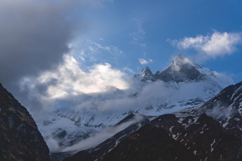 Mountain in Nepal, Annapurna Base Camp, Machapuchare Mountain, Annapurna Trekking, Travel in Nepal Stock Free