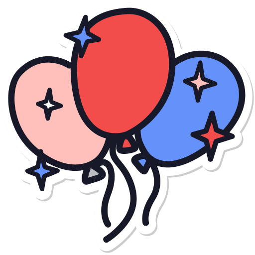 Baloons, celebration, usa sticker