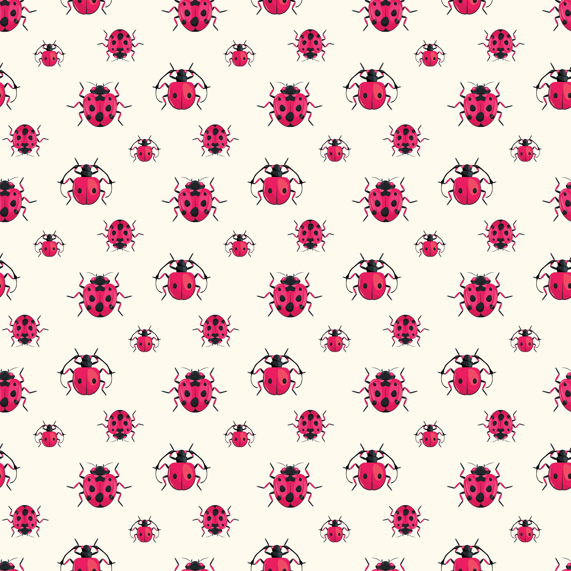 Cute Ladybugs Seamless Pattern Design Free Vector