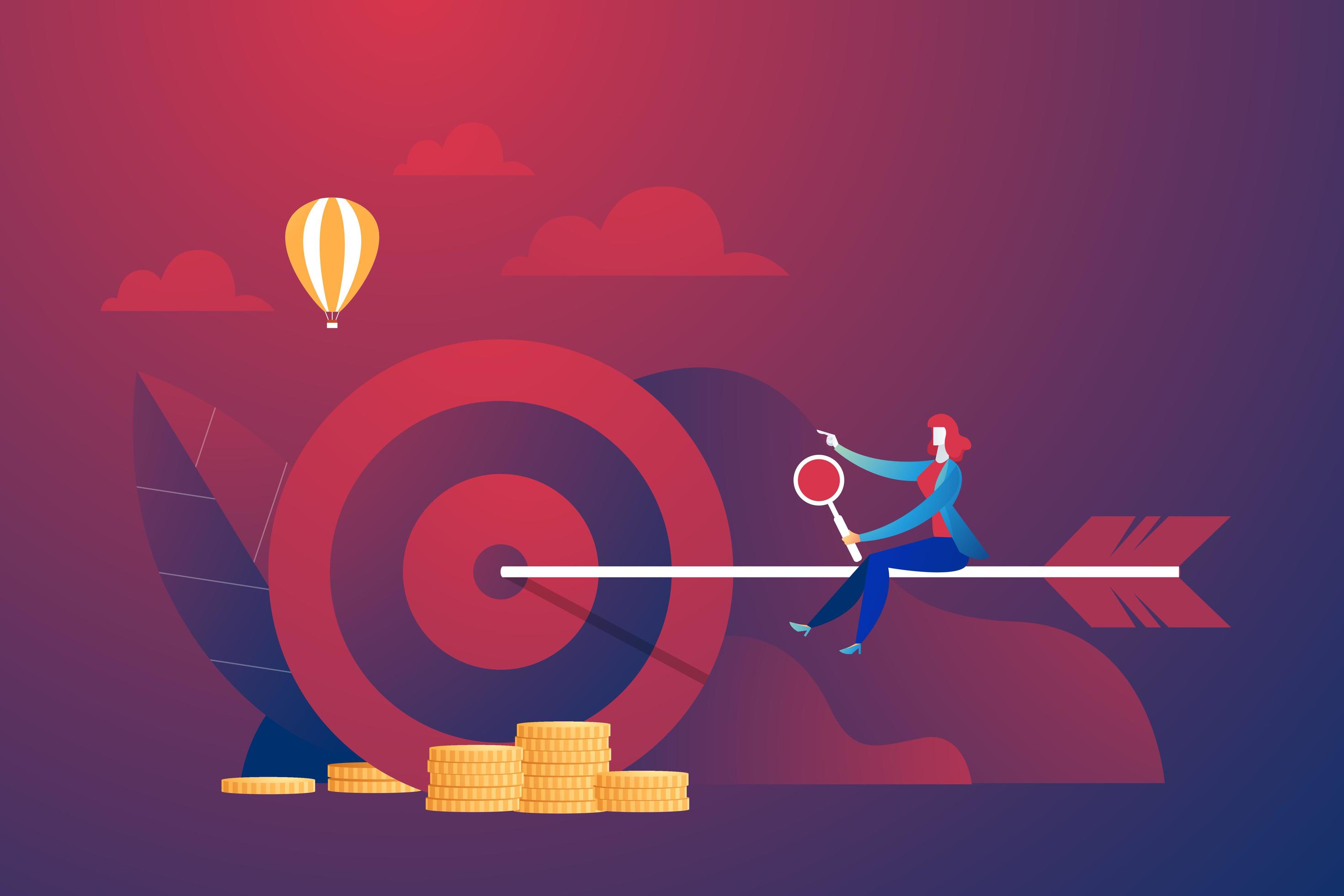 Business person riding arrow to target Stock Free