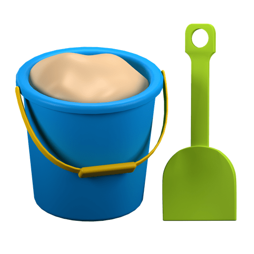 Bucket, sand bucket, shovel 3D illustration