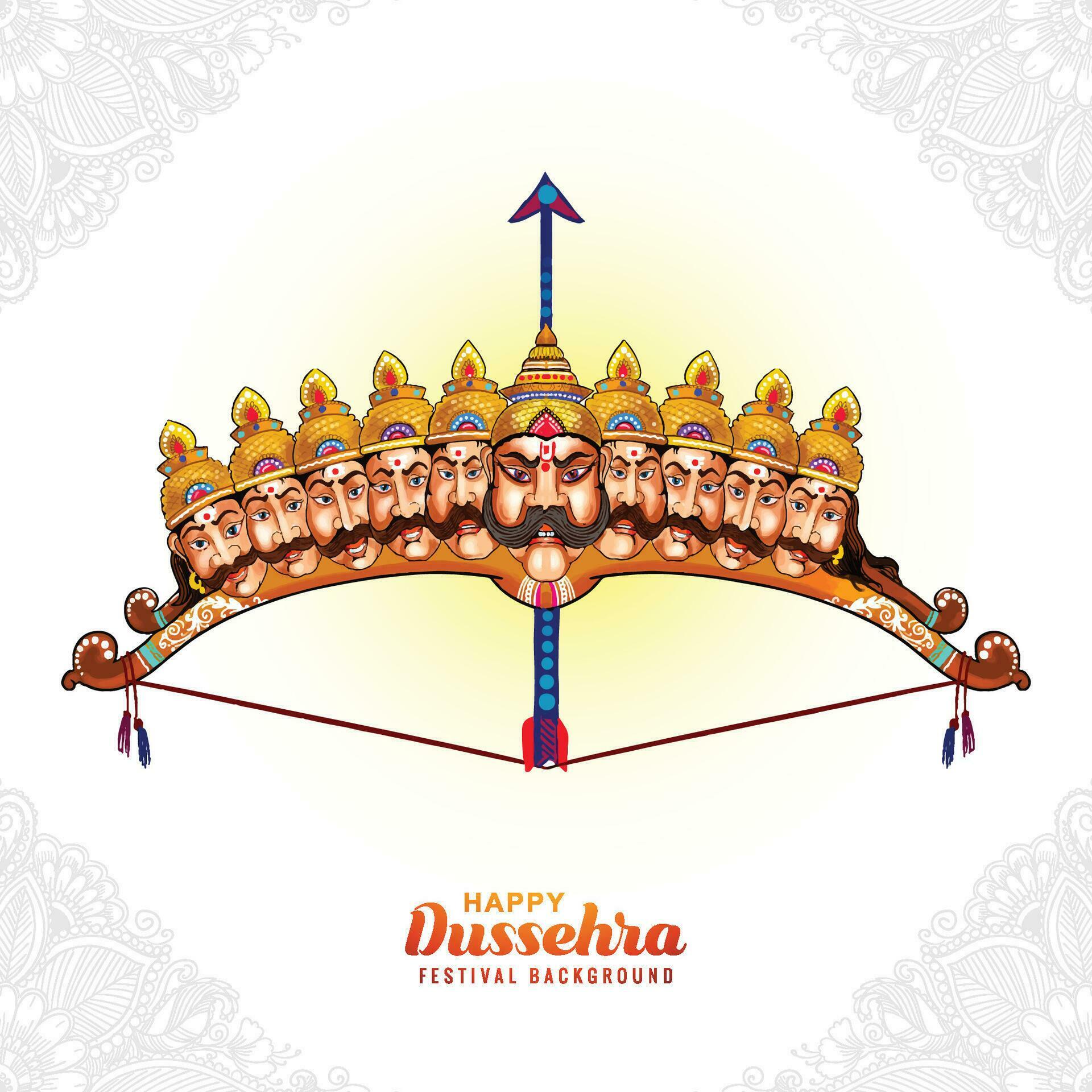 Lord rama with arrow killing ravana in happy dussehra background Stock Free and Free SVG