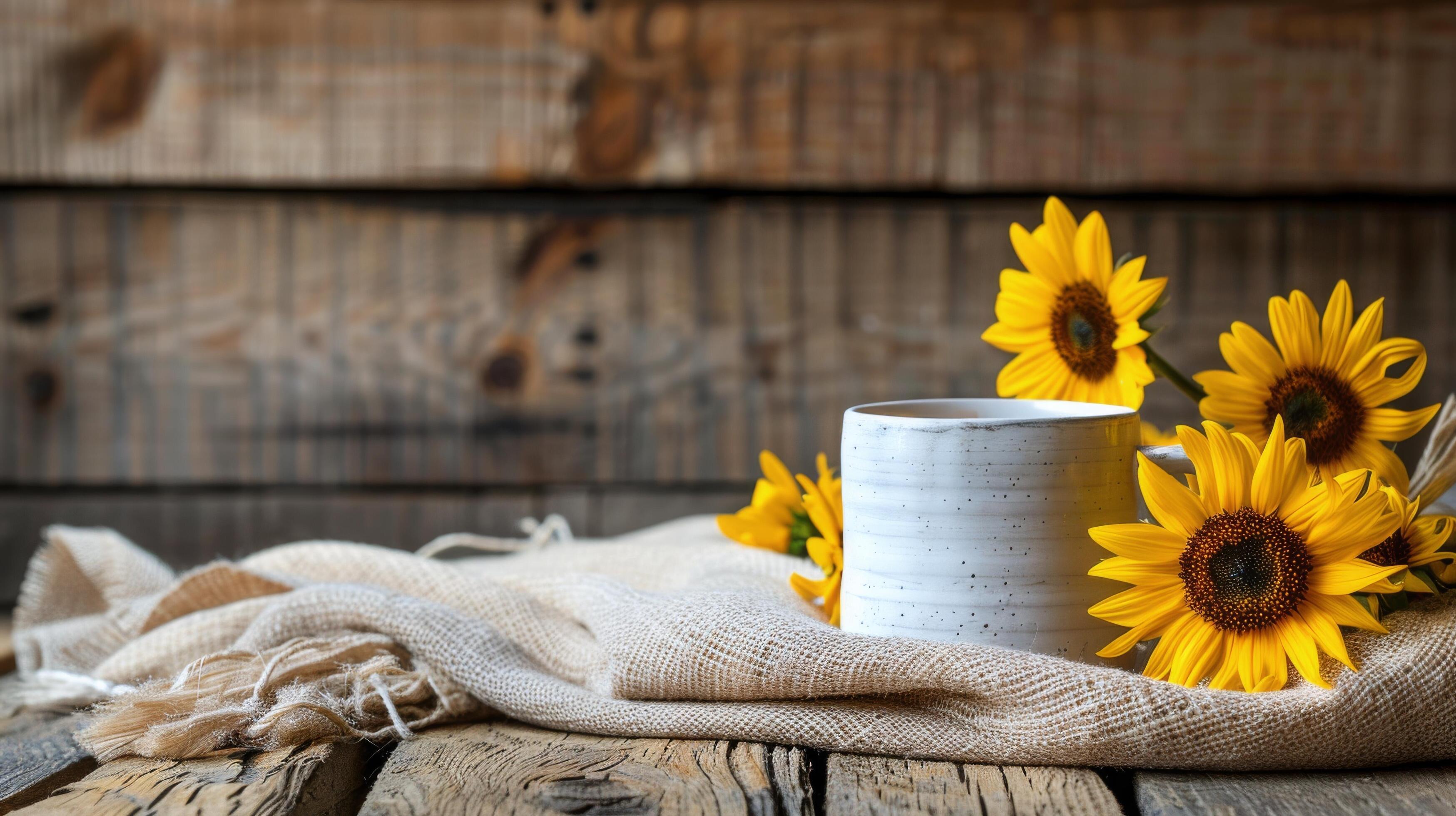 White Coffee Mug on Wooden Table Stock Free