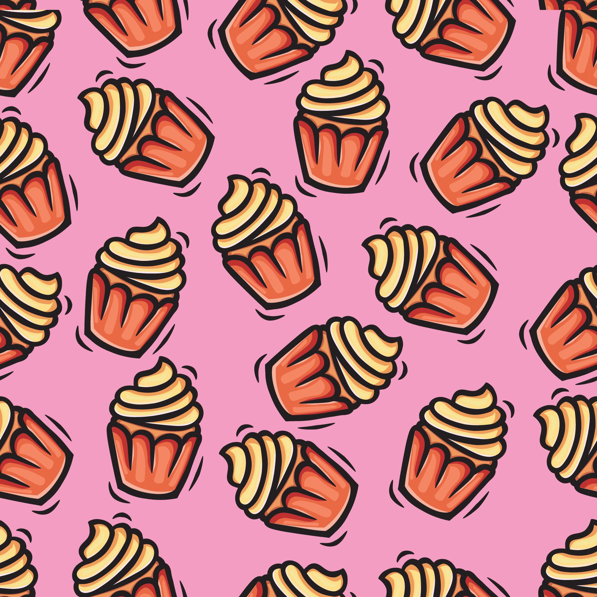 cup cake seamless pattern hand drawn collection Free Vector