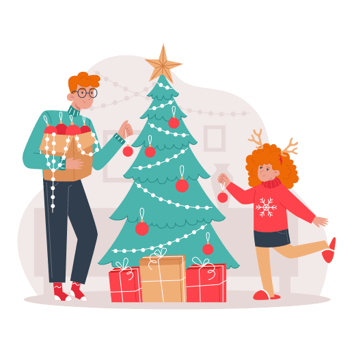 Decorating, family, dad illustration