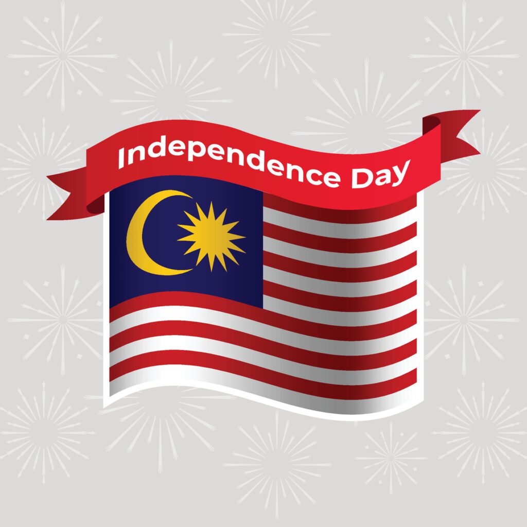 Malaysia Wavy Flag Independence Day Banner Background Free Vector