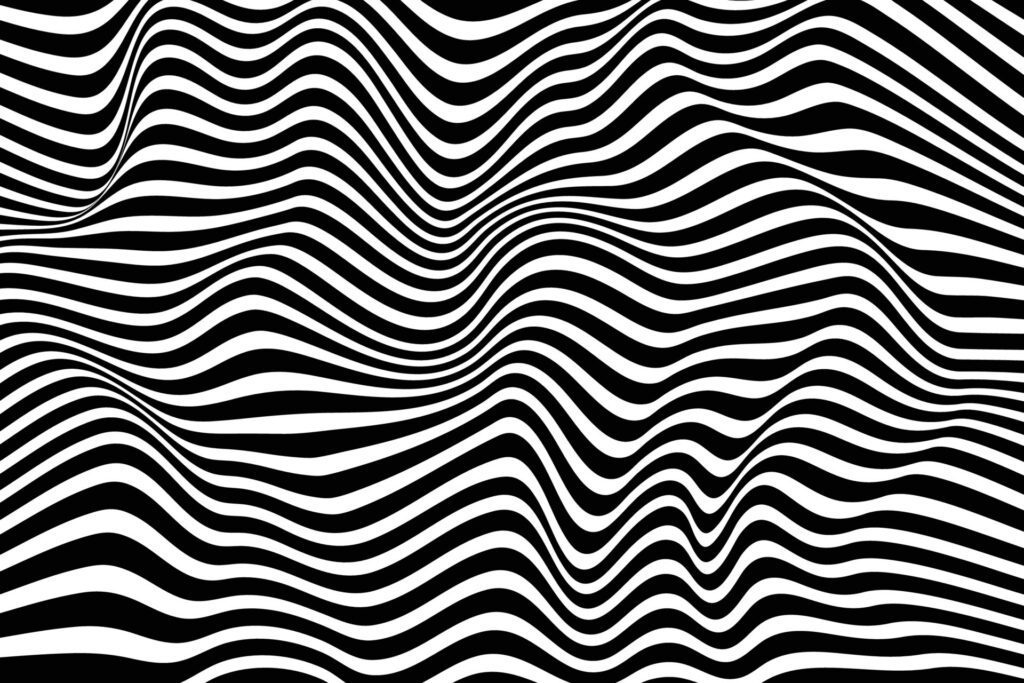 Monochrome wavy surface. Black and white curved lines background design. Trendy wave pattern texture Free Vector