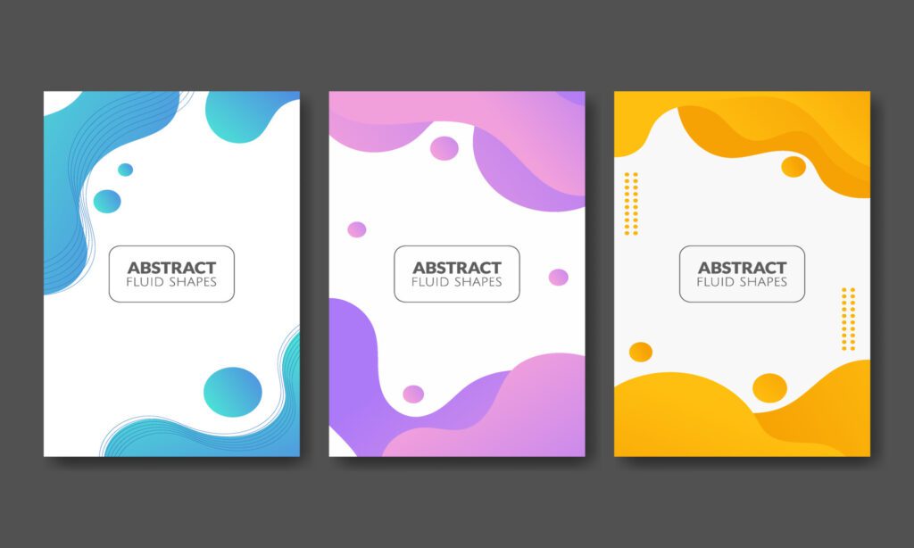 Set Design Cover Template With Colorful Liquid Effect Free Vector