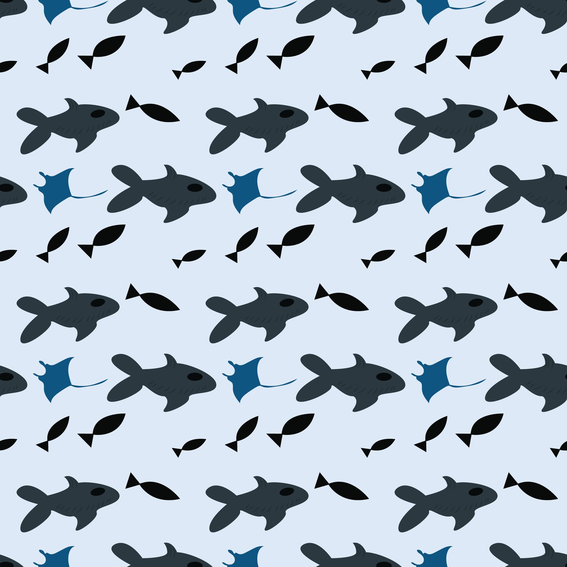 Mediterranean Sea Fishes Seamless Pattern Design Free Vector