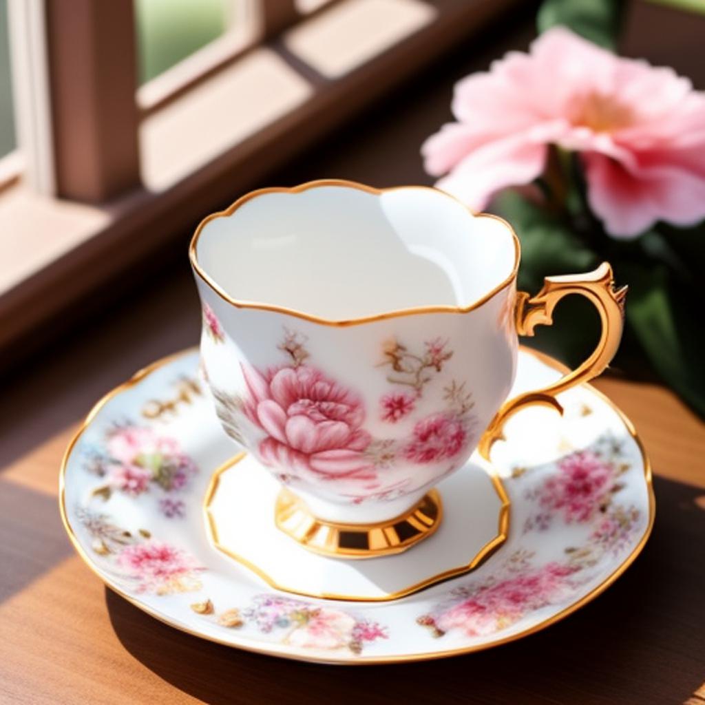 “Teacup on saucer, delicate by @ai_generated