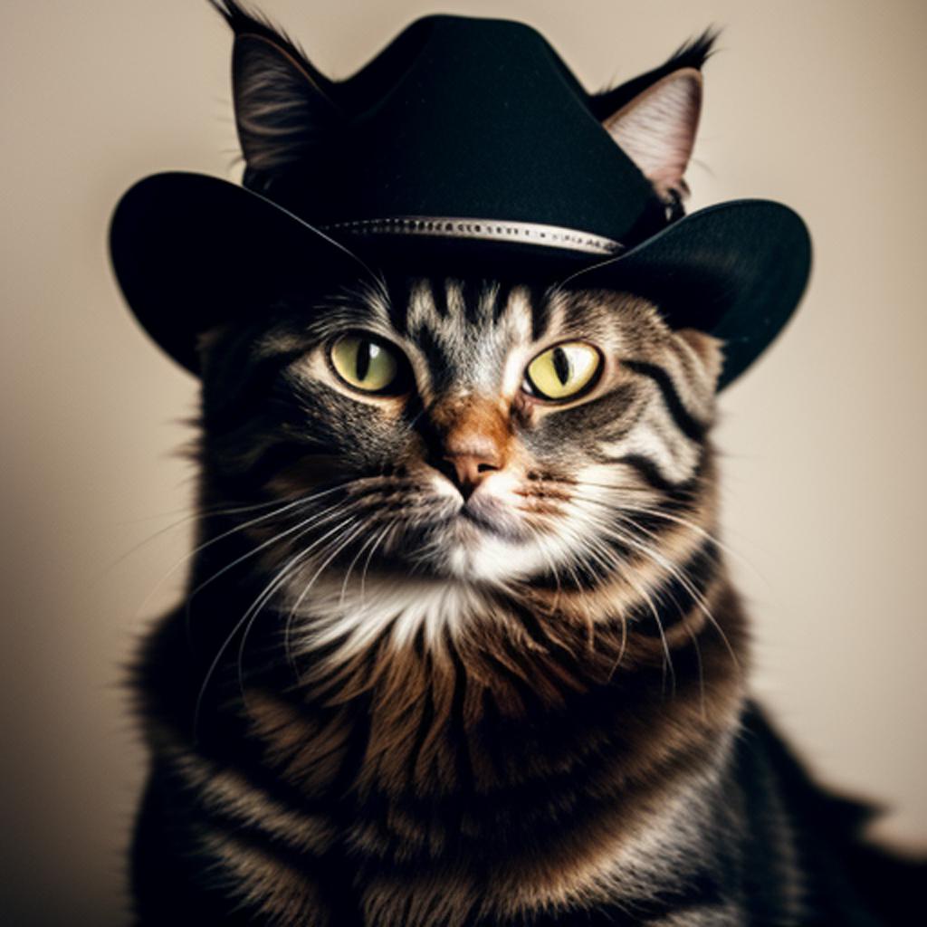 Cowboycat with beard by by @ai_generated