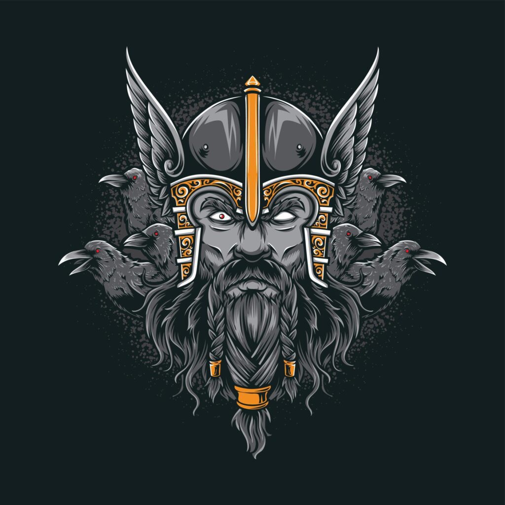 odin with raven vector logo Stock Free