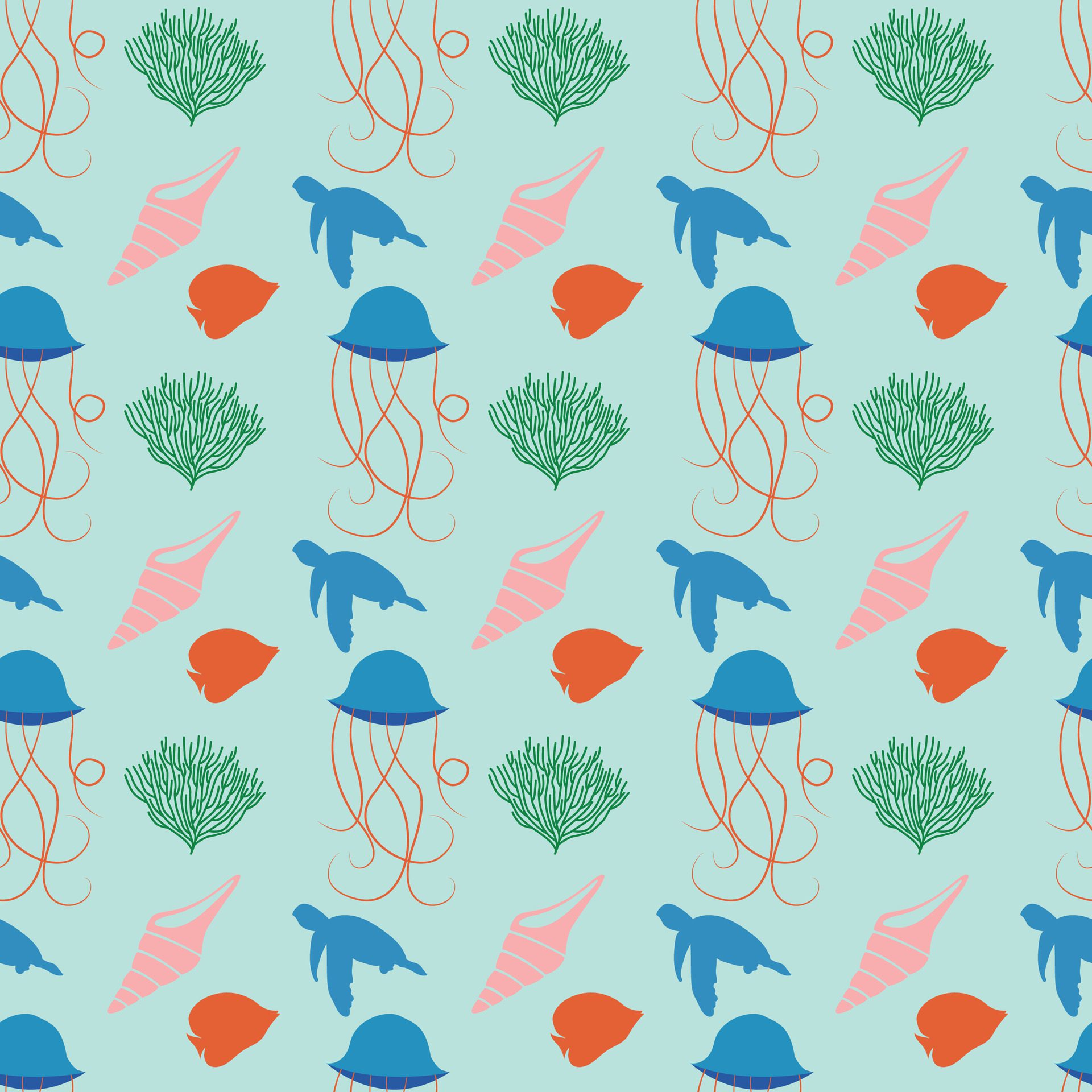 Underwater Scene Seamless Pattern Design Free Vector