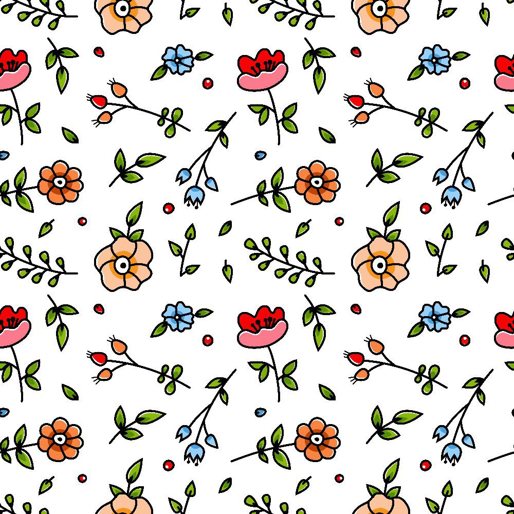 Colorful Cartoon Floral Seamless Pattern Free Vector