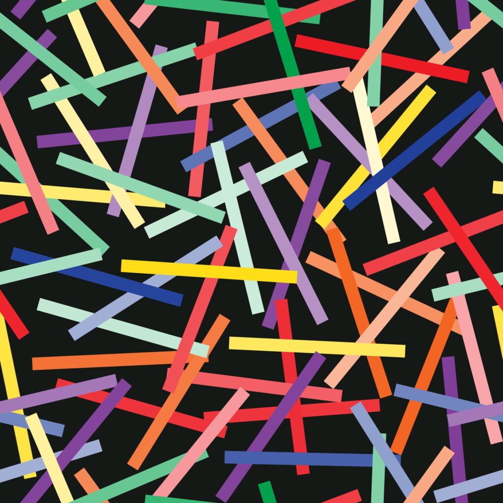 Colorful abstract seamless stick pattern on black background Free Vector