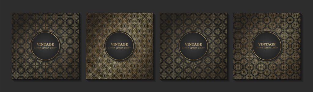 Set of Vintage seamless damask pattern Free Vector