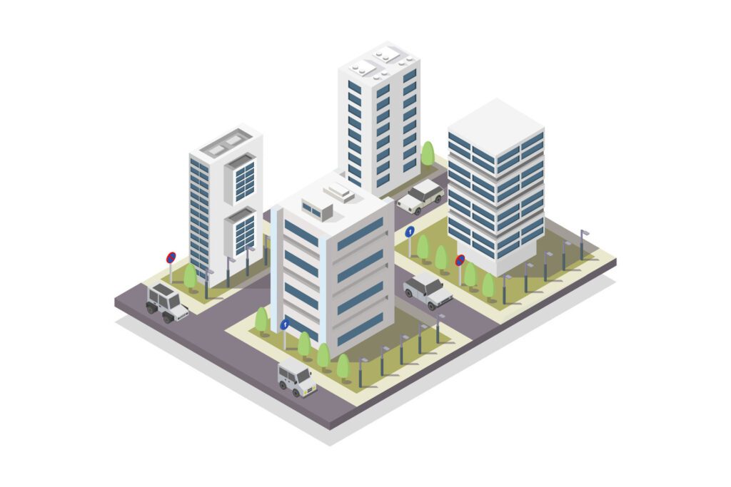 City isometric on white background Free Vector