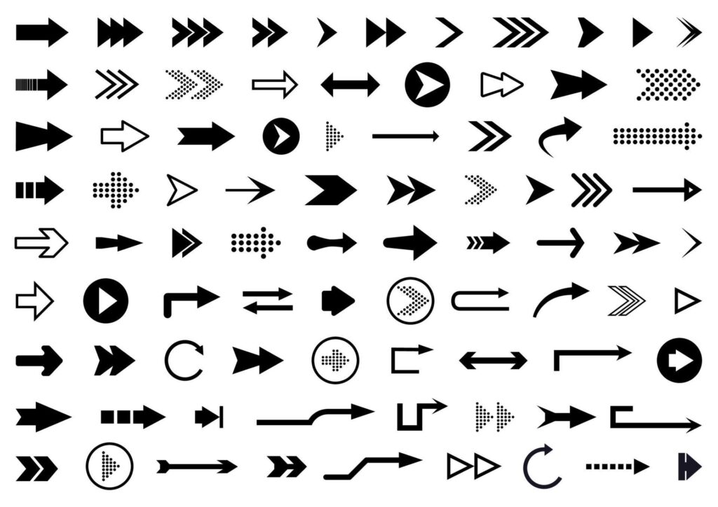 Arrows big black set icons. arrow icon. arrow collection Stock Free