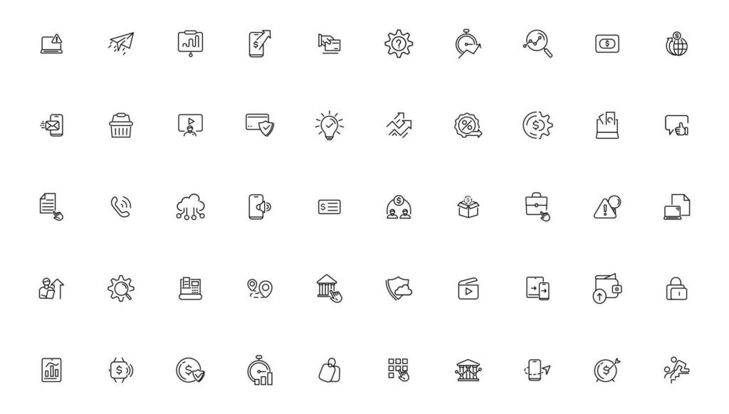 Digital business linear icons collection.Set of thin line web icon set, simple outline icons collection, Pixel Perfect icons, Stock Free