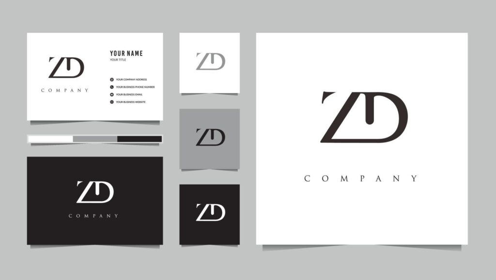 initial ZD logo and business card Stock Free