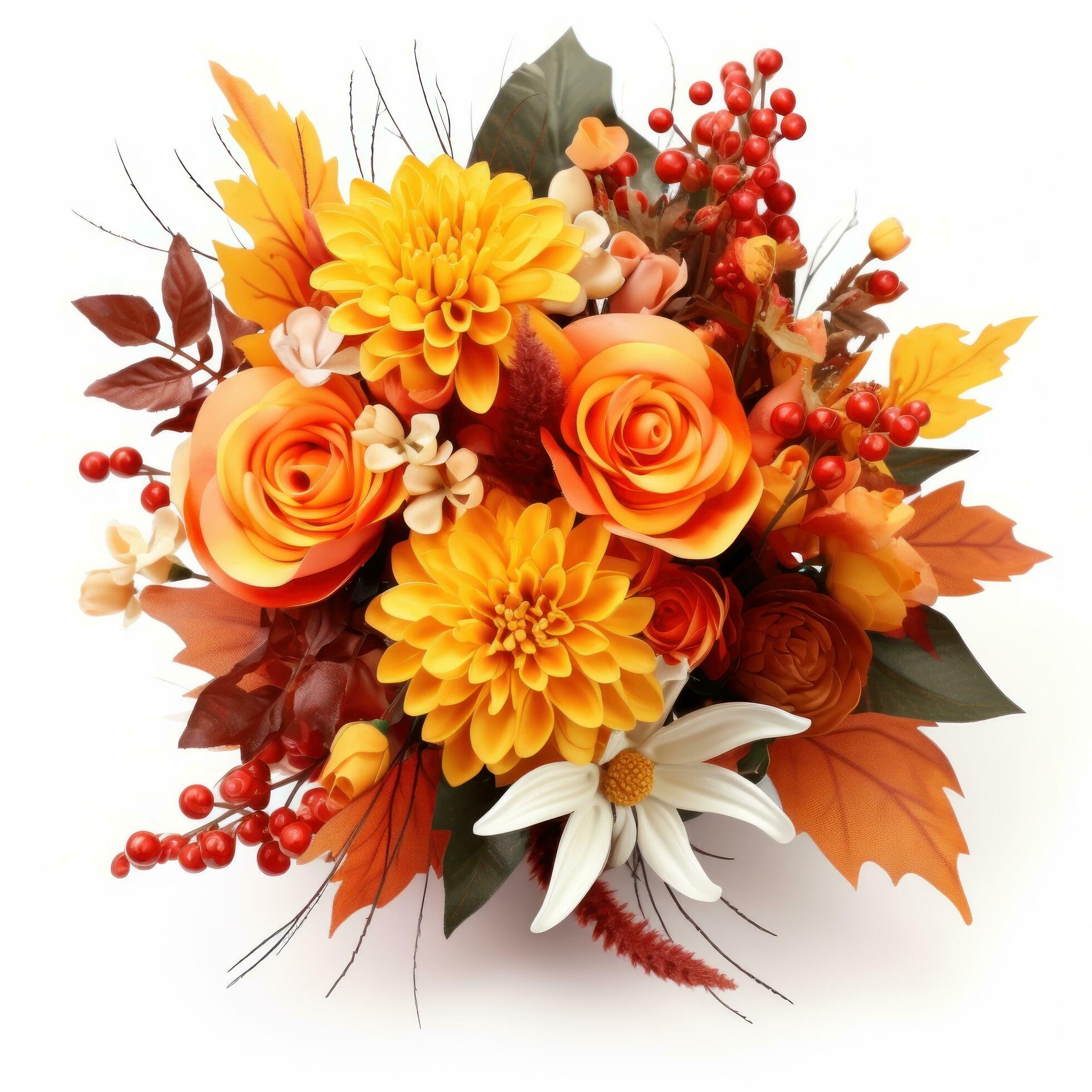 Autumn flowers bouquet isolated Stock Free