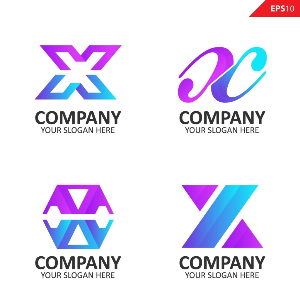 Collection Colorful initial X letter logo design template Stock Free