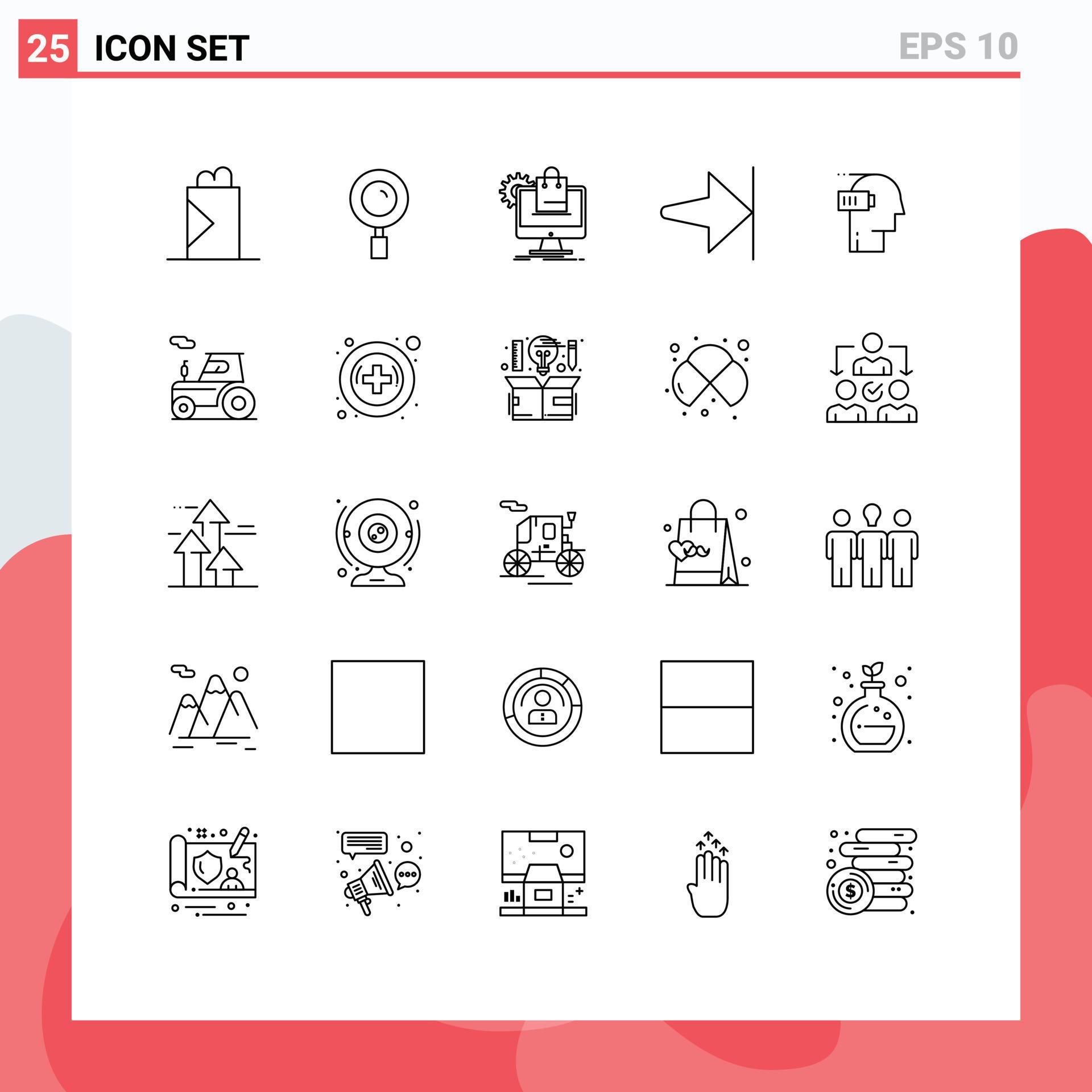 25 Creative Icons Modern Signs and Symbols of low battery online finish arrow Editable Vector Design Elements Stock Free