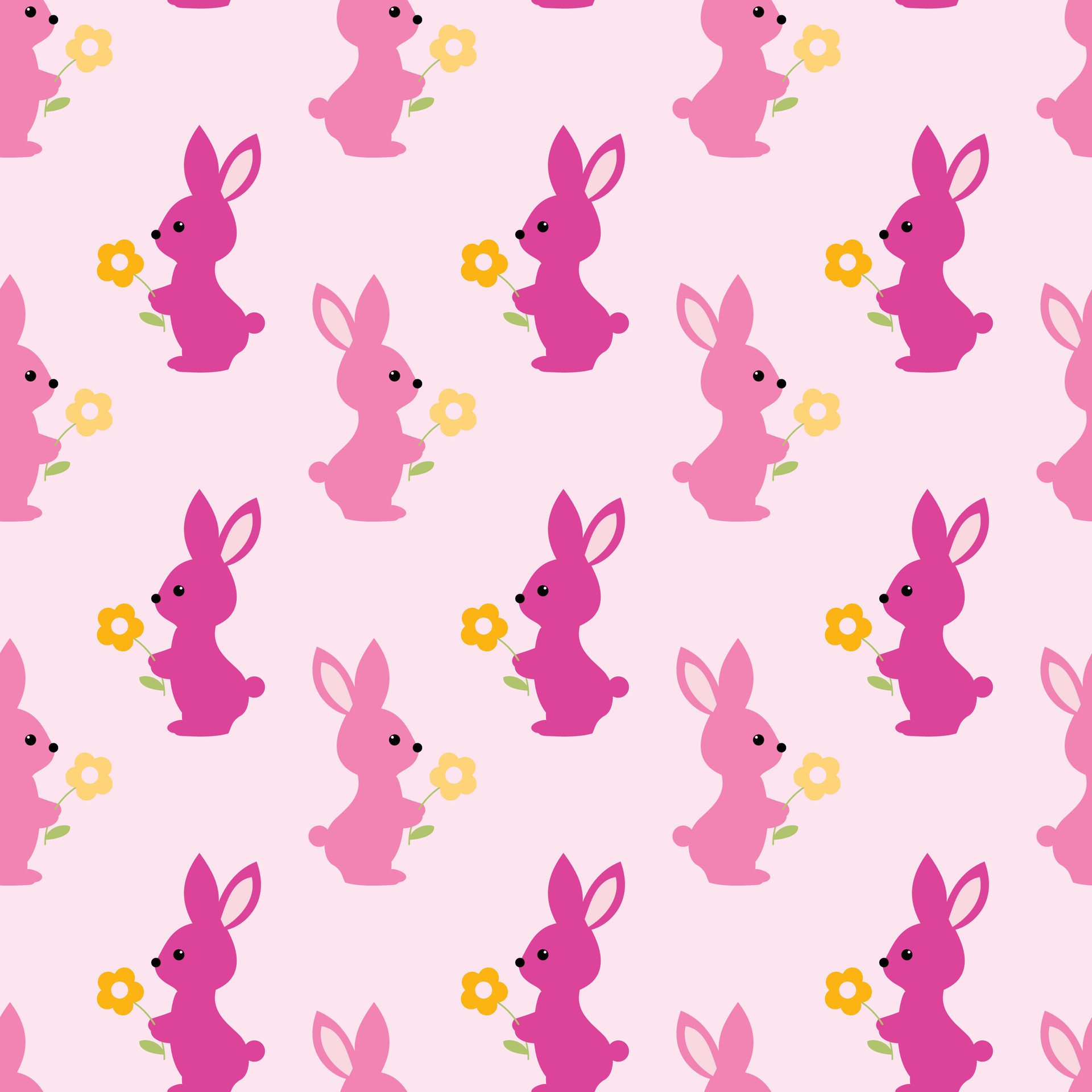 Bunnies In Spring Seamless Pattern Design Free Vector