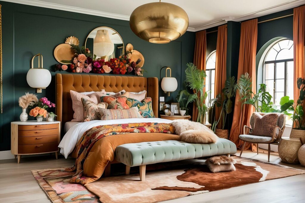 Chic Earth Tone Maximalist Master Bedroom Decor Free Photo