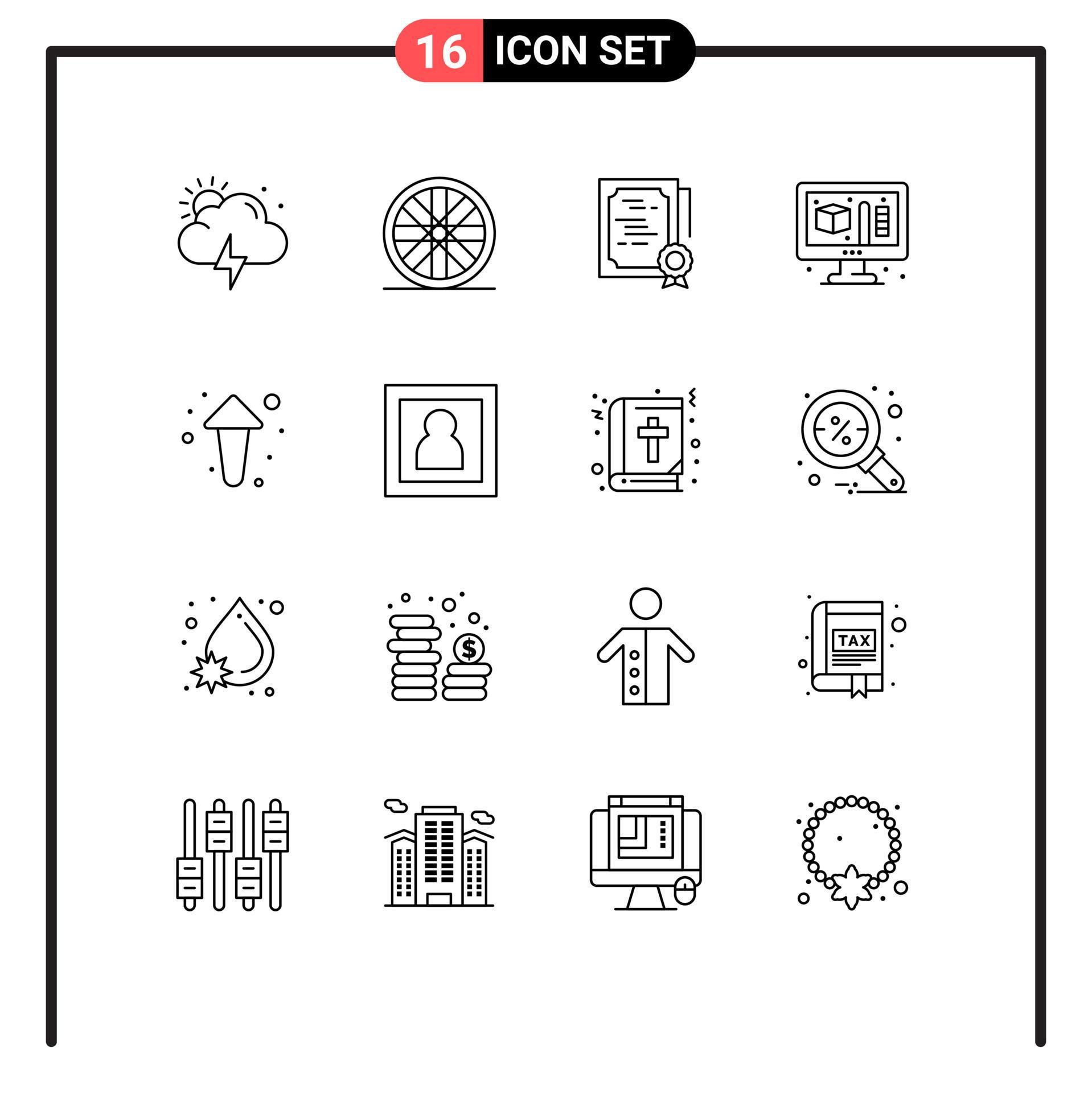 User Interface Pack of 16 Basic Outlines of photo up stamp arrows modeling Editable Vector Design Elements Stock Free