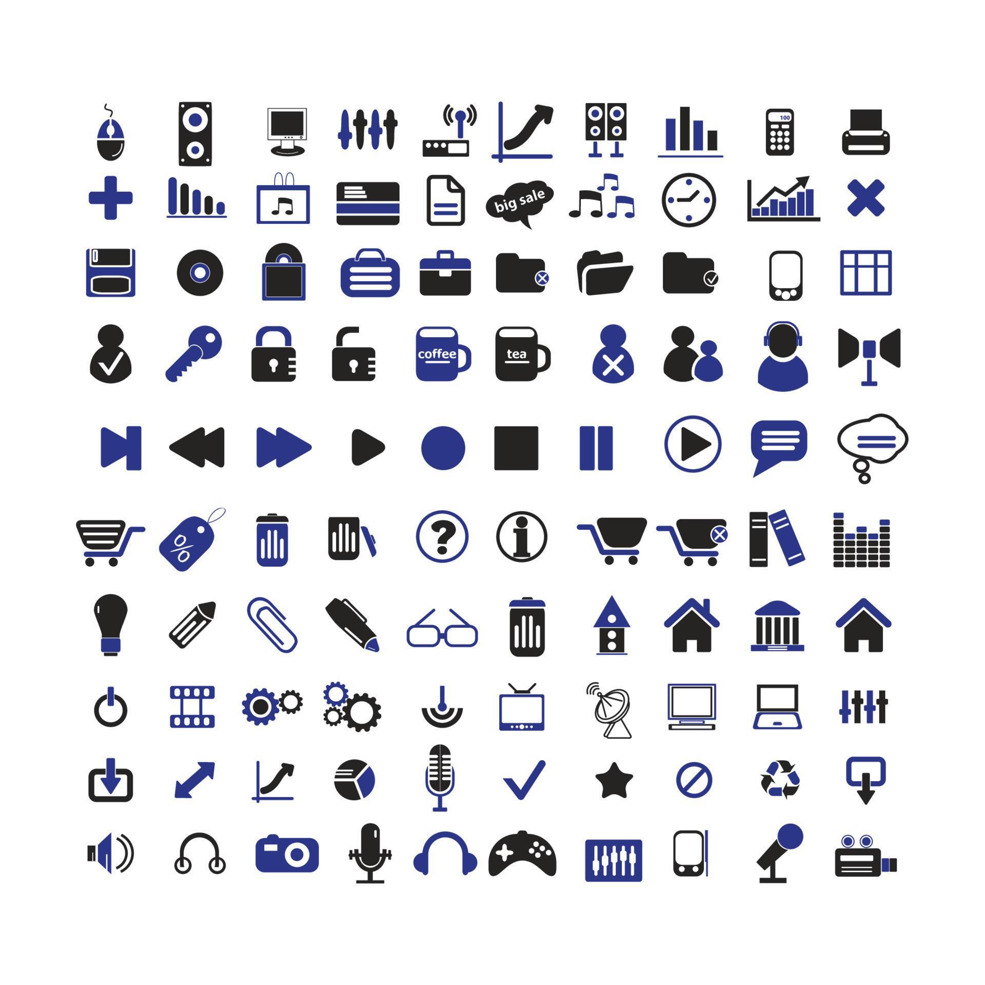 Collection of icon designs on the theme of technology, finance, holiday, arrows, communication, symbols. Stock Free and Free SVG