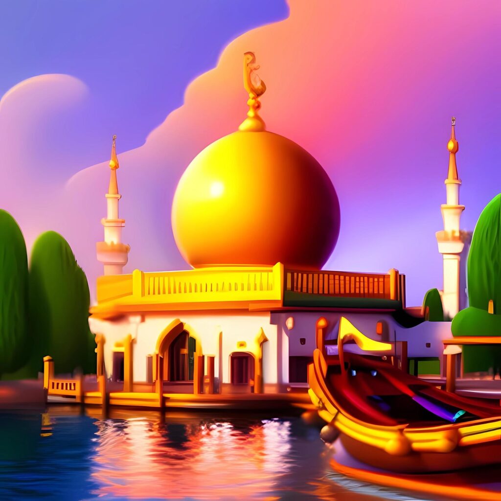 awesome 3d mosque islamic design Stock Free