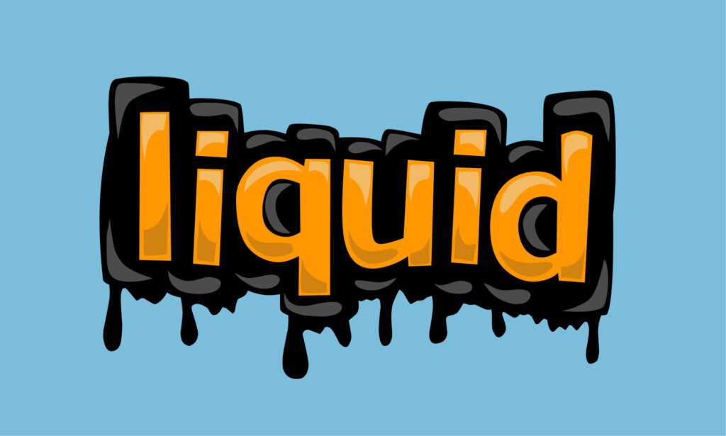 LIQUID writing vector design on blue background Free Vector and Free SVG