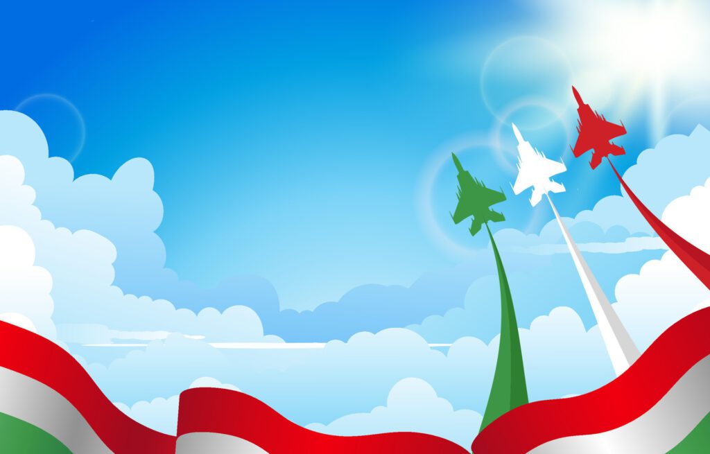 Festa Della Repubblica with Beautiful Blue Sky Background Free Vector