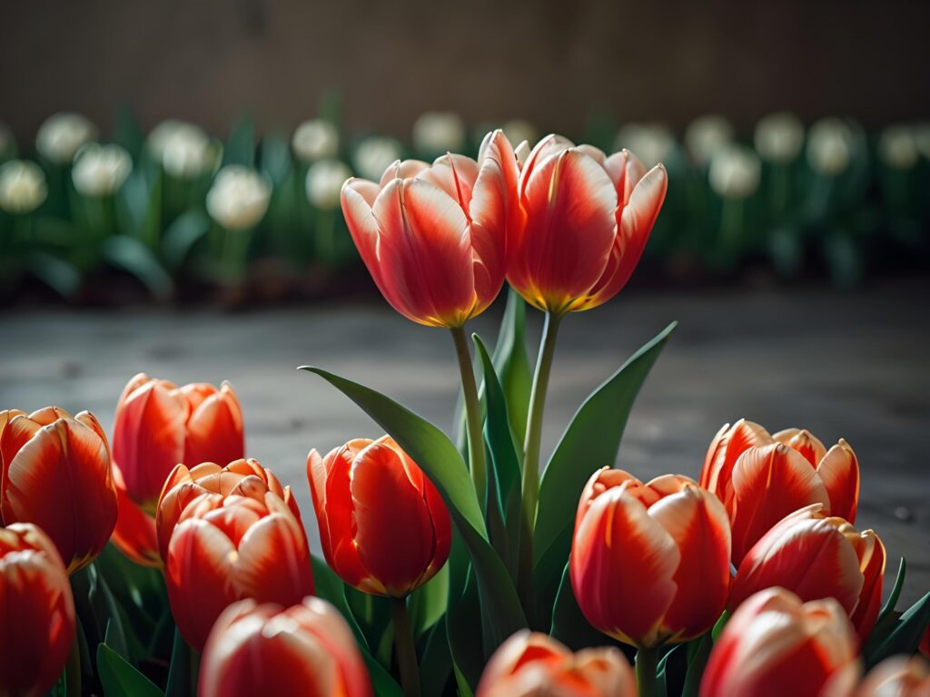 Beautiful tulip flower on a dark background tulips flower Stock Free