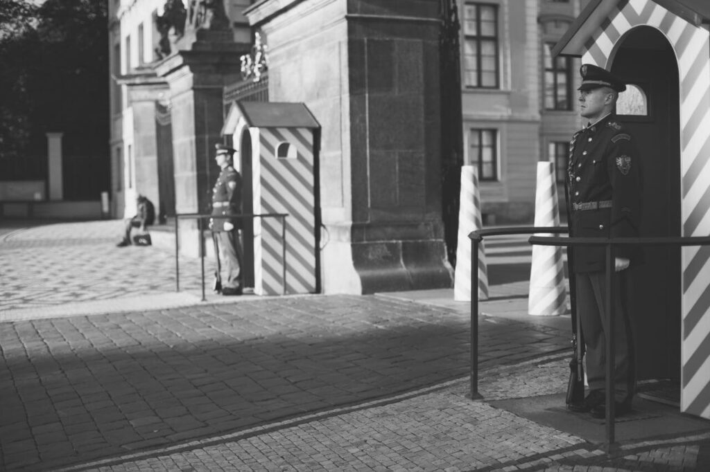 Soldiers Standing Guard in Prague Stock Free