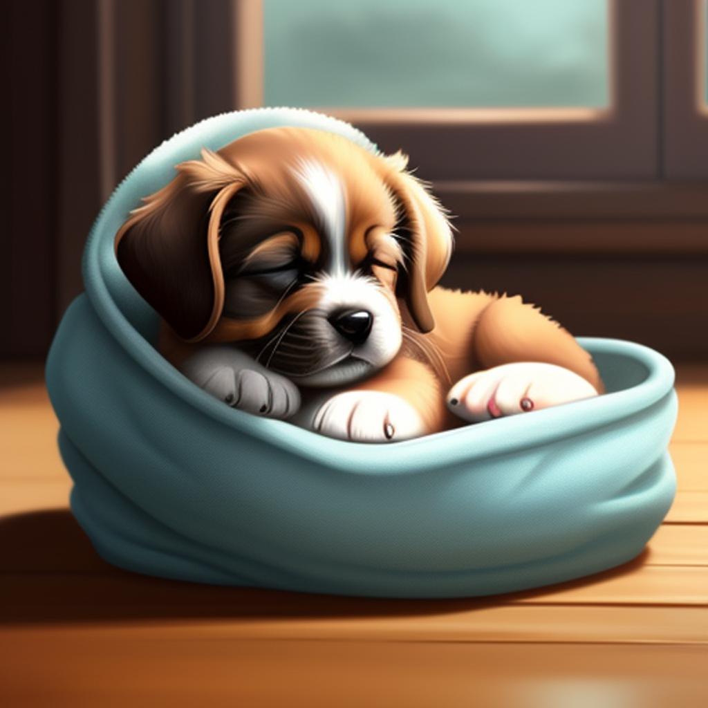 Cute puppy sleeping by by @ai_generated