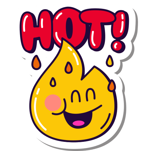 Hot, flame, cool sticker