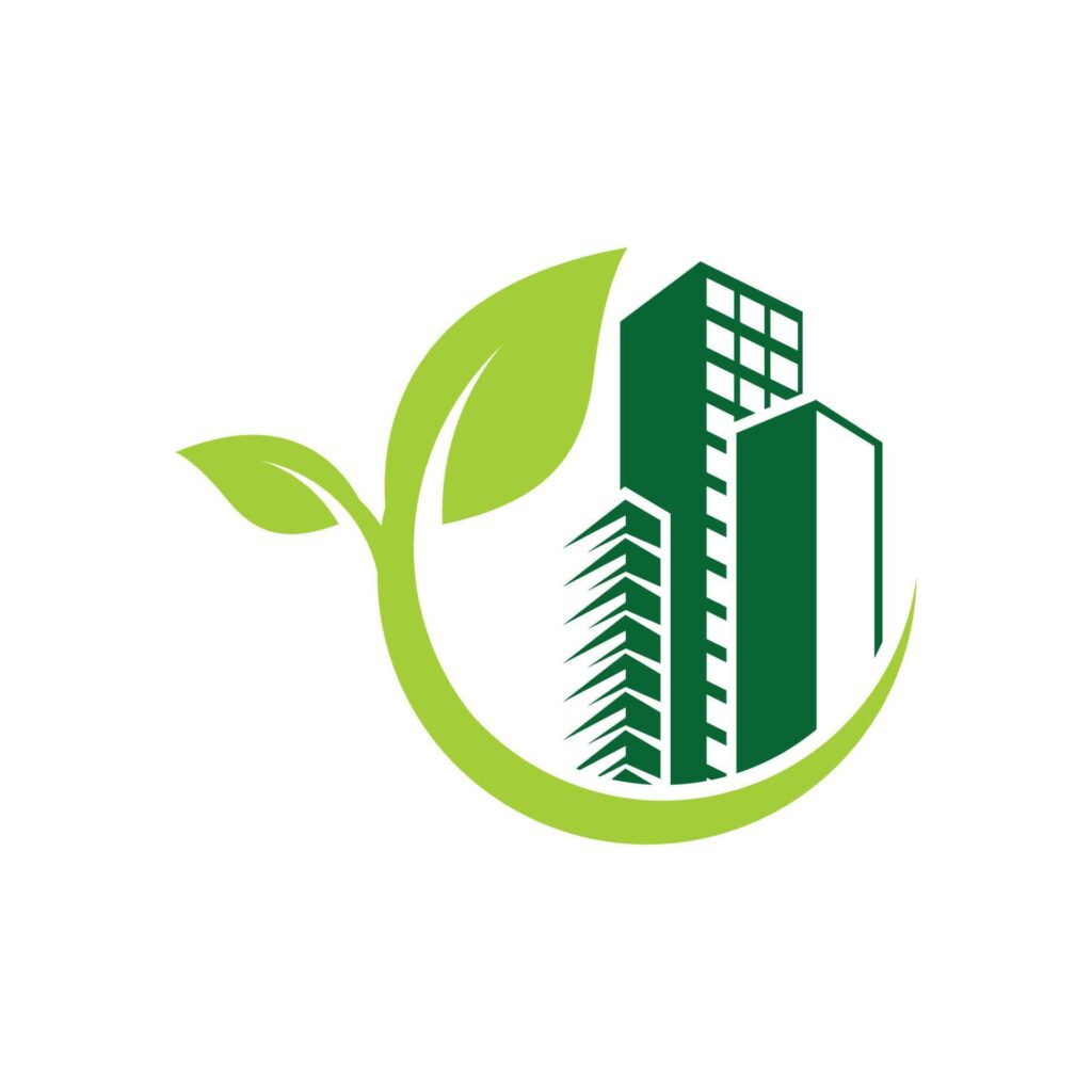 green leaf building environment logo design vector Stock Free